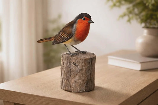 Robin On Tree Trunk