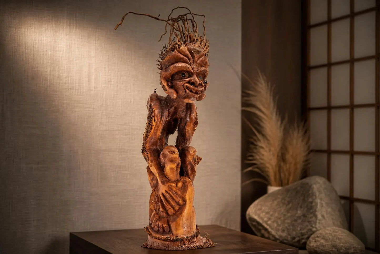 Bamboo root Golem 52cm hand carved. Bring good luck to your home/work.